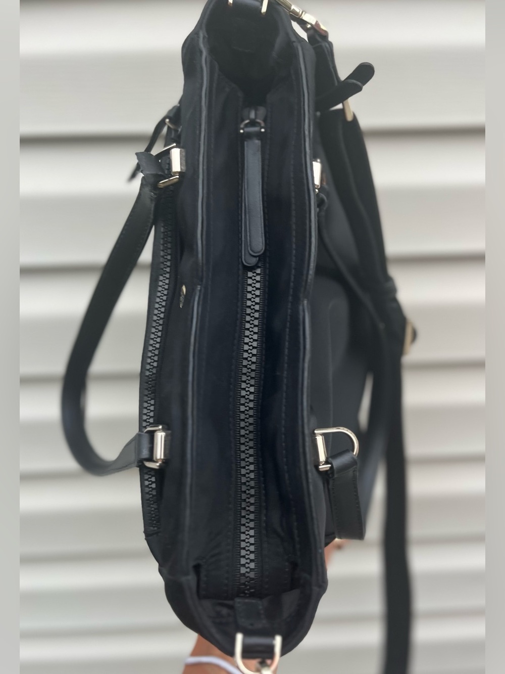 Kate Spade Jae Medium Nylon Satchel Crossbody Bag Black - Picture 6 of 15